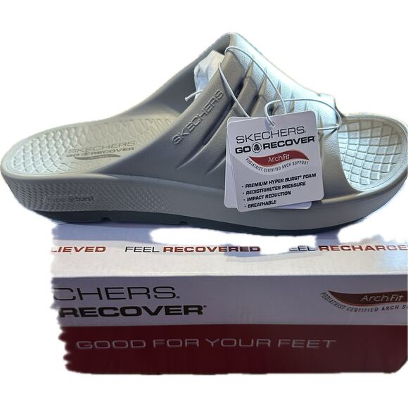 Brand New Skechers GO RECOVER Arch Fit Sandals - Grey - Picture 8 of 11